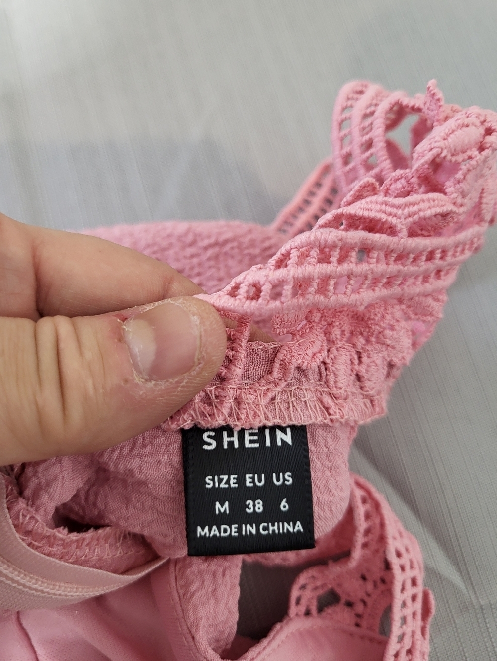 SHEIN Pink Maxi Dress with Crochejt Trim - Picture 3 of 4